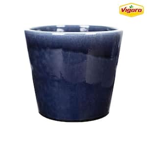 10.6 in. Ellsworth Medium Blue Stone Flair Pot (10.6 in. D x 9.1 in. H) with Drainage Hole