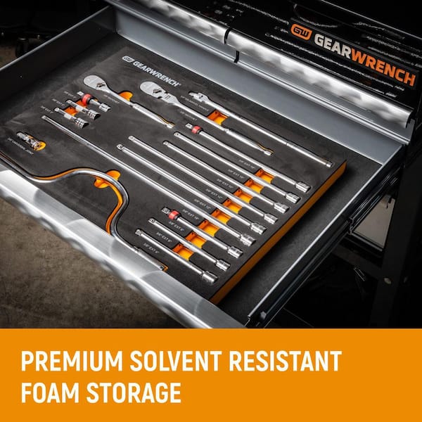 3/8 in. Drive 90-Tooth Ratchets and Drive Tool Set in EVA Foam Tray (17-Piece)