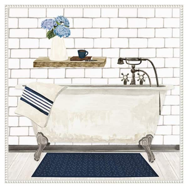 Amanti Art Farmhouse Bath I Tub by Tara Reed 30 in. W x 30 in. H. Canvas Wall Art Print Framed in White