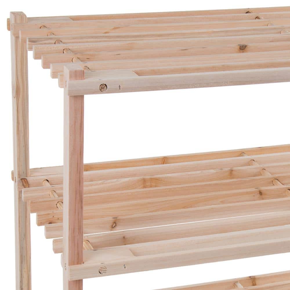 Light Oak 3-Tier Wooden Shoe Storage Rack