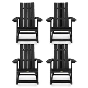 Doda Black Plastic Adirondack Rocking Chair Porch Rockers, Outdoor Rocking Chair (Set of 4)