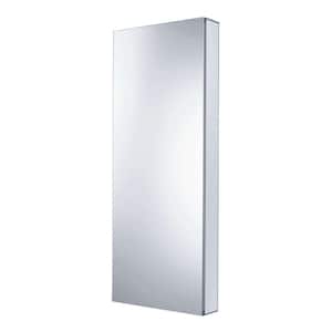 15 in. W x 40 in. H Recessed or Surface Mount Medicine Cabinet with Mirror in Aluminum