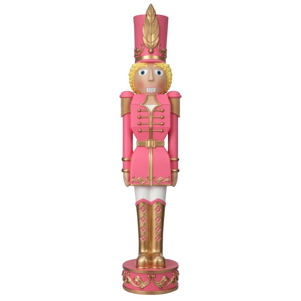 37" Pink and Gold Resin Christmas Nutcracker
