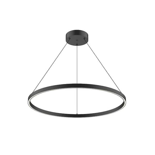 Kuzco Cerchio 32 in. 1 Light 64-Watt Black Integrated LED Pendant Light ...