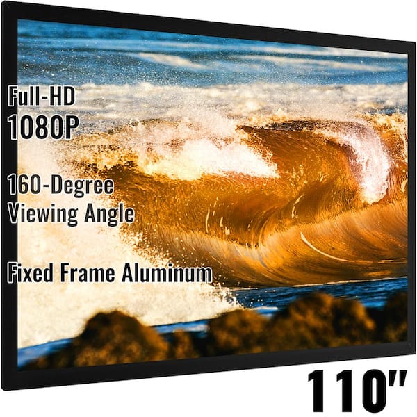 Projector Screen Fixed Frame 110 in. 16:9 4K HD Movie Projection Screen with Aluminum Frame Movie Screen Wall Mounted