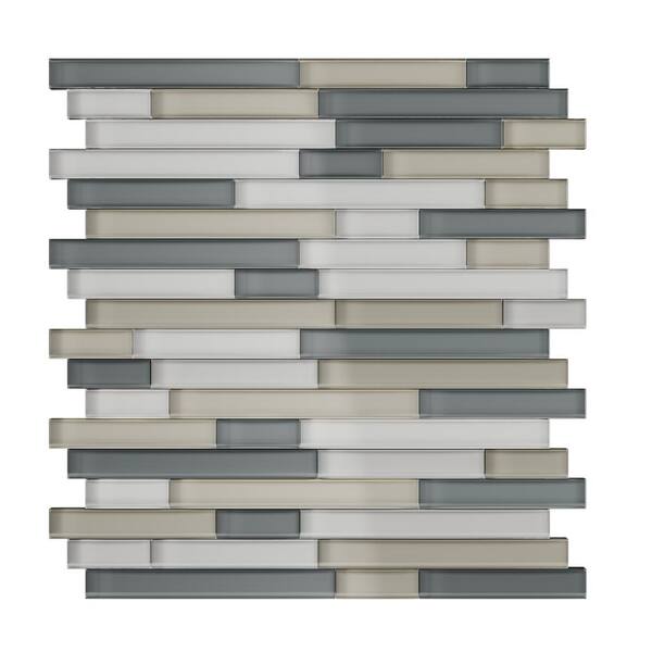 Inoxia SpeedTiles Placidity Mixed Grays 11.65 in. x 11.69 in. x 5 mm Glass Self-Adhesive Wall Mosaic Tile