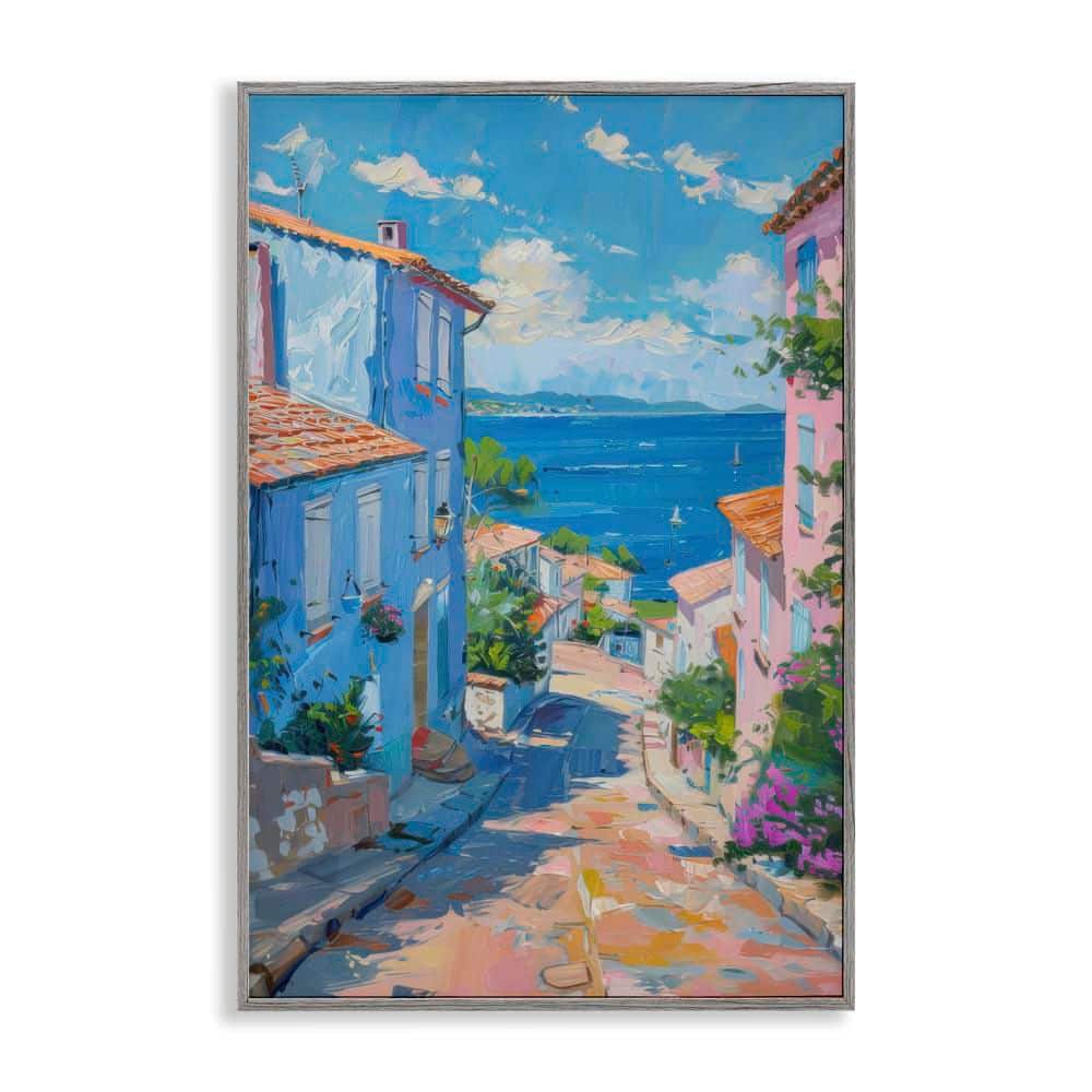 Quiet Seaside Town's Path by LSR Design Studio Gray Framed Abstract Giclee Art Print 18 in. x 12 in. price history on PriceWatchPro