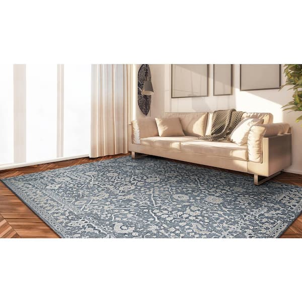 Marina Lillian Slate Blue-Oyster 8 ft. x 11 ft. Area Rug