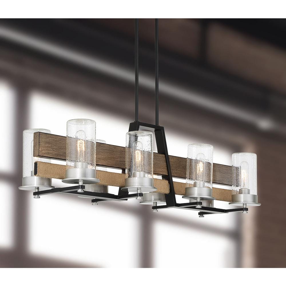 Silver Creek 8-Light Brushed Nickel and Glass Island Chandelier