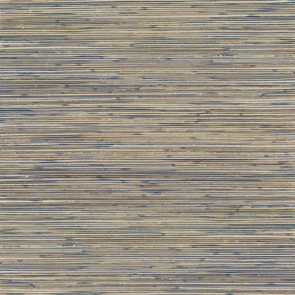 Champagne and Teal Striped Grasscloth Wallpaper Roll