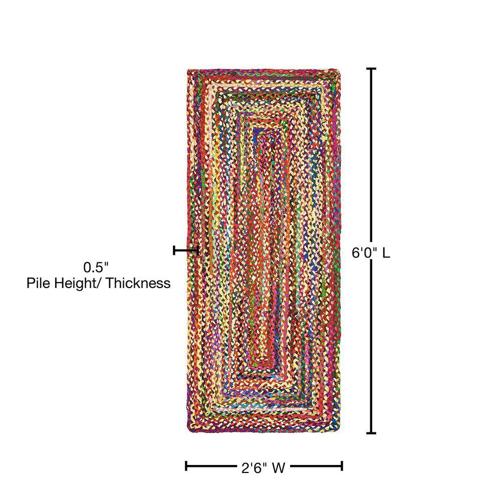 Handmade Multicolor Braided Cotton Runner Rug