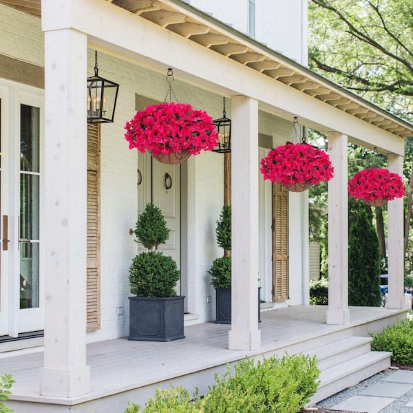 10.6 in. Hot Pink Outdoor Artificial Silk Bougainvillea Flowers in