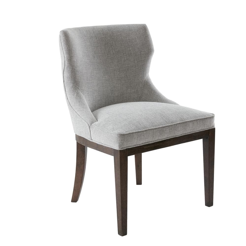 Set of 2 Gray Upholstered Walnut Dining Side Chairs