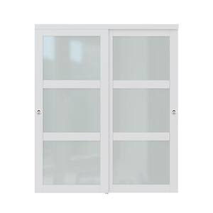 SARTODOORS - Sliding Closet Clear Glass Bypass Doors 84 x 96