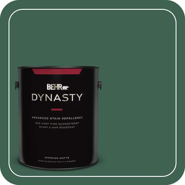 BEHR DYNASTY 1 gal. #M430-7 Green Agate One-Coat Hide Matte Interior Stain-Blocking Paint & Primer