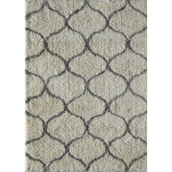 Rugs America Feather Shag Ivory grey Links 2'x4' Contemporary White Area Rug