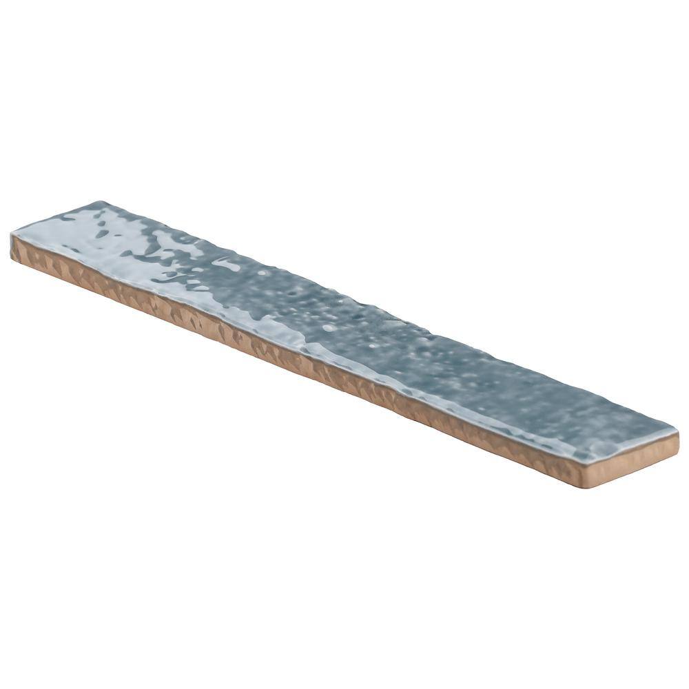 River Blue Glossy Ceramic Subway Wall Tile, 2-in x 9-in