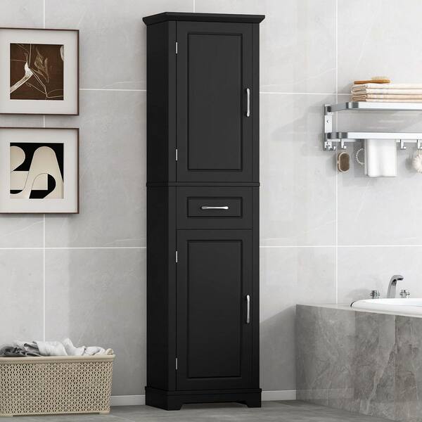 KABAブラック38 Caprice Tall Cabinet Black Wash Mango Four Hands