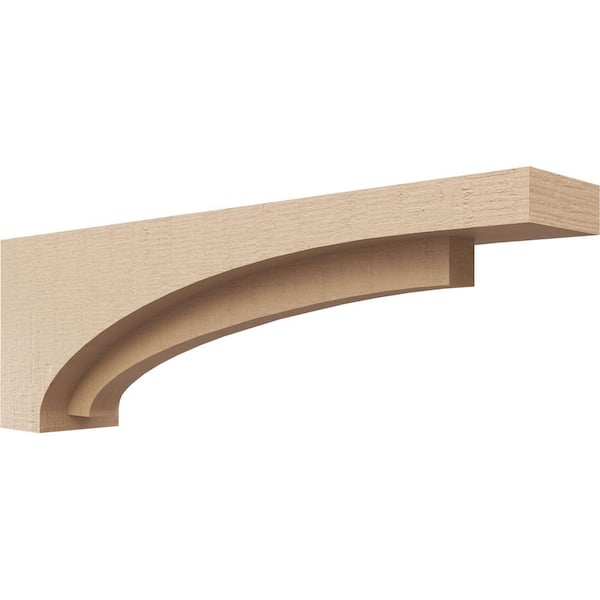 Ekena Millwork 3 in. x 6 in. x 18 in. Thin Rivera Rough Cedar Woodgrain TimberThane Corbel, Primed Tan