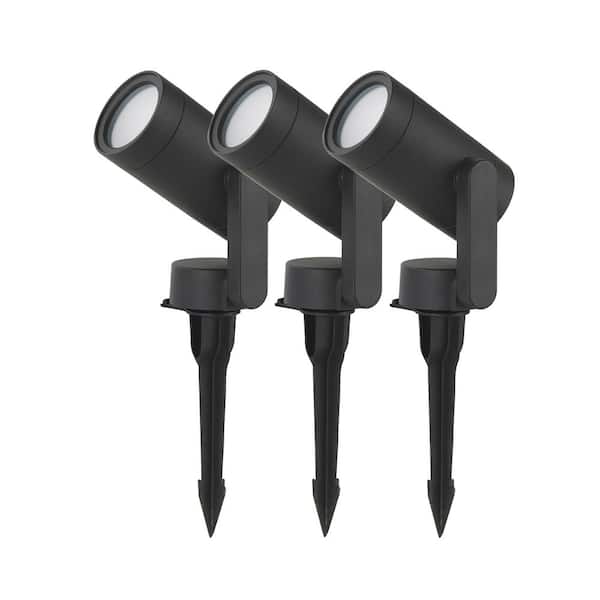 Mulandi Low Voltage Black LED Spotlight Smart Light Kit with 36-Watt Transformer (3-Pack)