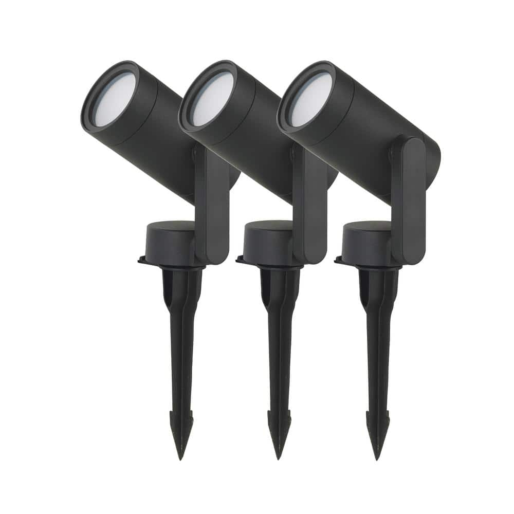 Mulandi Low Voltage Black LED Spotlight Smart Light Kit with 36-Watt  Transformer (3-Pack) L07637 The Home Depot