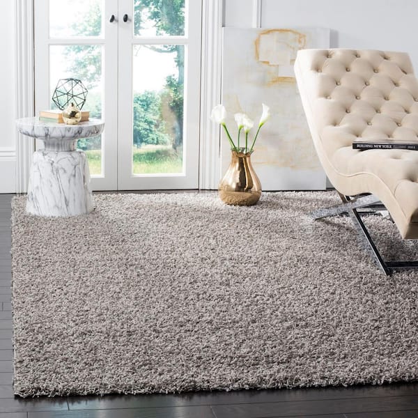 Athens Shag Light Gray Doormat 3 ft. x 5 ft. Solid Area Rug