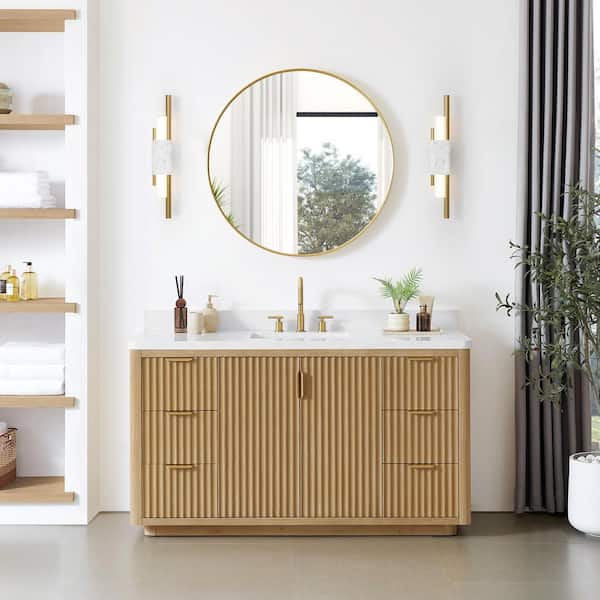 Cádiz 60 in.W x 22 in.D x 34 in.D Single Bath Vanity in Washed Ash Gray with White Engineered Stone Top