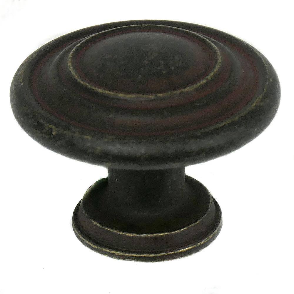 Weathered Antique Bronze Round Cabinet Knob with Mounting Hardware