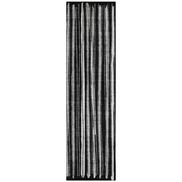 Chantille Machine Washable Indoor/Outdoor Abstract ACN3045 Black 2 ft. x 7 ft. Runner Rug