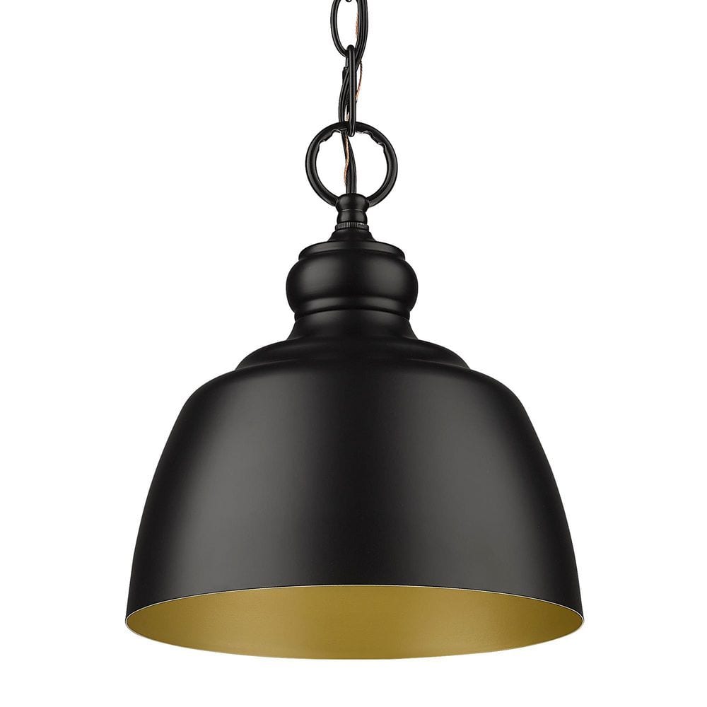 Holmes Matte Black Mini Pendant Light with Bronze Accents