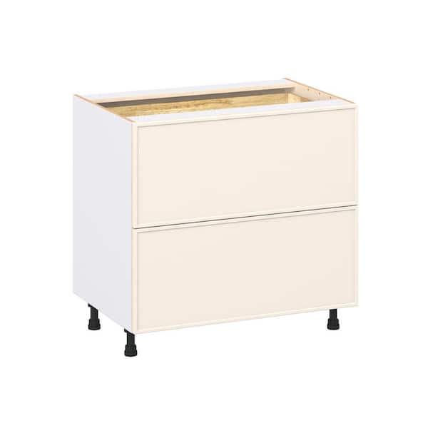 Fairview 36 in. Wx24 in. D x 34.5 in. H Assembled Slim Shaker Drawer Base Kitchen Cabinet in Washed Linen with 3-Drawers