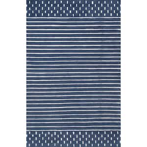 Marlowe Stripes Navy 8 ft. 6 in. x 11 ft. 6 in. Area Rug