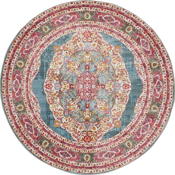 Unique Loom Baracoa Regla Turquoise 5' 5 x 5' 5 Round Rug