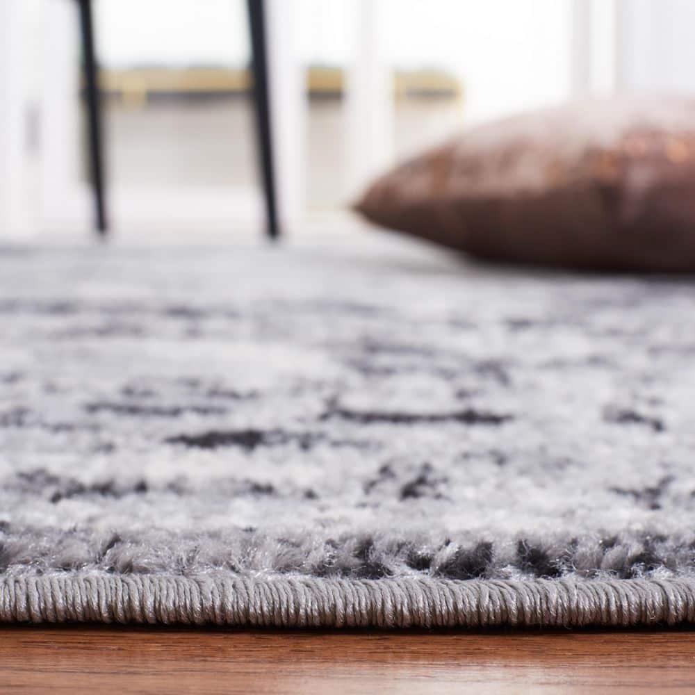 Madison Black and Gray Floral Bordered 9' x 12' Area Rug