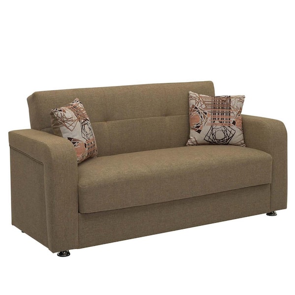 Ottomanson Opera Collection Convertible 67 in. Brown Chenille 2-Seater Loveseat with Storage