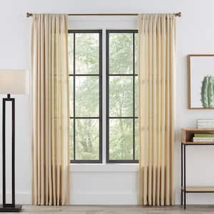 66 in. - 120 in. Telescoping 3/4 in. Single Curtain Rod Kit in Light Brown Wood with Wood Knob Finials