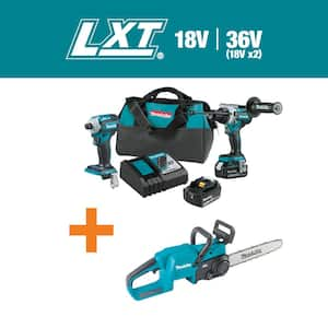 18V LXT Lithium-Ion Brushless Combo Kit 5.0 Ah (2-Pc) with bonus 18-Volt LXT Lithium-Ion Brushless 14 in. Chain Saw