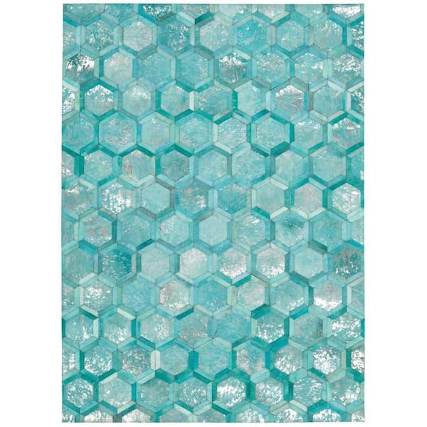 City Chic Turquoise 5 ft. x 8 ft. Geometric Contemporary Area Rug