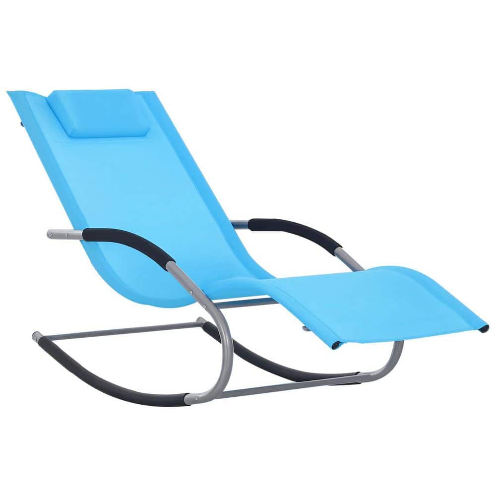 Zero Gravity Rocking Metal Outdoor Lounge Chair Outdoor Rocking Chair Recliner in Blue for Beach, Yard, Patio, Pool price history on PriceWatchPro