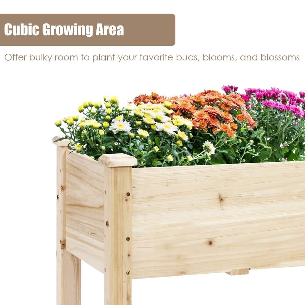 Light Wood Raised Garden Bed Planter Box for Vegetables and Herbs