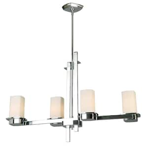 Vlacker 4-Light Chrome Linear Pendant with Frosted Opal Glass Shades