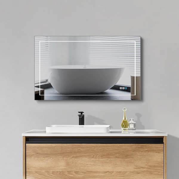 Maincraft 40 in. W x 24 in. H Rectangular Frameless LED Light Wall Mounted Bathroom Vanity Mirror in Aluminum