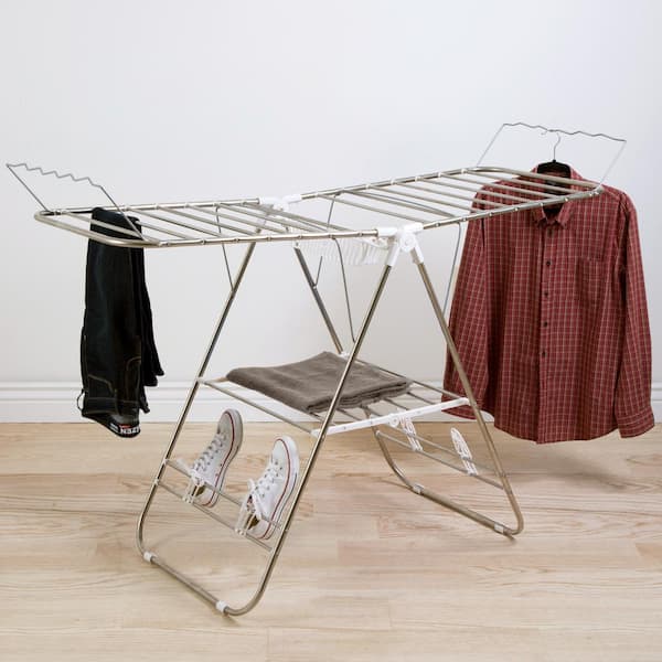 AIODE Clothes Drying Rack for Laundry Foldable Free of Installation  Adjustable Stainless Steel Garment Rack