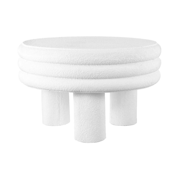 JONATHAN Y Rashida 13.5 in. Contemporary Minimalist Curvy Low Accent Table, White Frosted