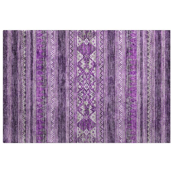 Dream Shag Premium Machine Washable Abstract ADS714 Purple 3 ft. x 4 ft. Area Rug