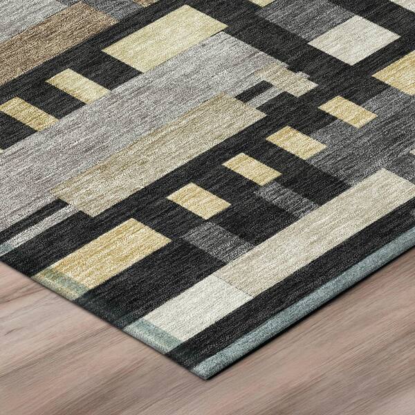 Chantille Machine Washable Indoor/Outdoor Abstract ACN3051 Black 2 ft. x 7 ft. Runner Rug
