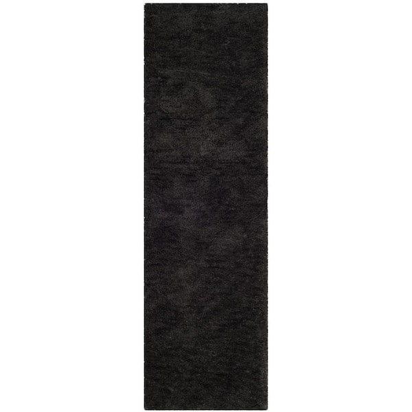 Sheep Shag Charcoal 2 ft. x 6 ft. Solid Runner Rug