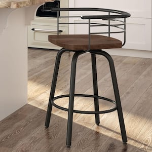 Brisk 30 in. Brown Wood / Gun Metal Swivel Bar Stool