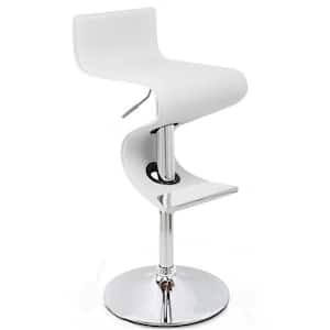 30 in. White and Chrome Low Back Metal Frame Counter Stool with Faux Leather Seat