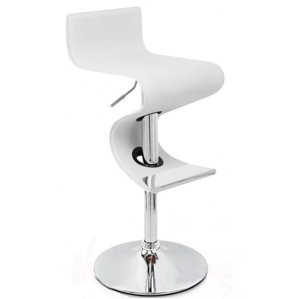 Benjara 30 in. White and Chrome Low Back Metal Frame Counter Stool with Faux Leather Seat